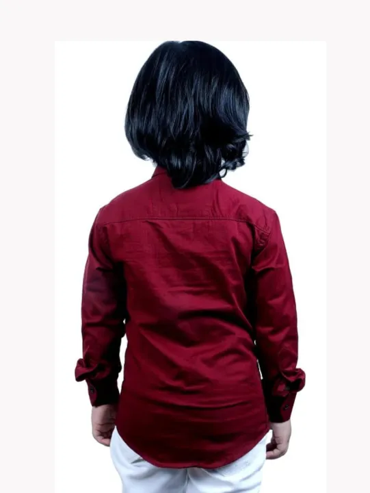 Pure%20Cotton%20Full%20Sleeves%20Chambray%20Shirt%20for%20Boys-Maroon%20-%20Image%202