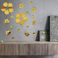 3D Acrylic mirror flowers, wall decor, wall decor items, 18 pcs flowers, self adhesive, waterproof, easy stick, best for home decor or to hide wall stains, kids room decor, room decor, acrylic mirror wall stickers. 