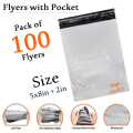 Flyers 5x8, Pack of 50, 100, 200 Shipping Flyer with Pocket, Delivery Flyer, Delivery Packets, Packaging Material, Flyer Bag with Pocket, Recycled Flyer,. 