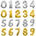 Number Foil Balloon 16" Inch Customize Metallic Gold, Silver, 0 1 2 3 4 5 6 7 8 9 Balloons, Aluminum Hanging Date Year Age Foil Film Balloon for Wedding, Birthday Party Decoration, Farewell, Happy New Year, Anniversary Banner Air Ballon Theme Set. 