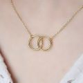 Silver/Golden Simple Double Ring Pendant Necklace/Chocker for Girls/Women. 