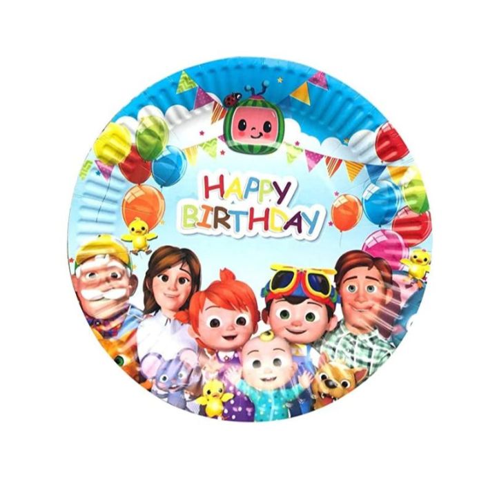 Cocomelon Happy Birthday Plates Pack Happy Birthday Kids Pack of 10 Plates Cocomelon Theme Party Disposable Paper Plates