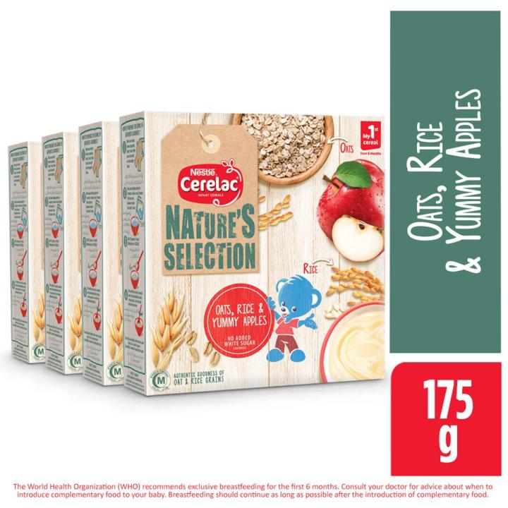 Nestle Cerelac Nature's Selection Rice Oats & Apple (175g Pack of 4)