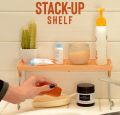 Stack Up Shelf with Steel Metal Leg, Folding Kitchen Organizer Cabinet Shelves – Foldable Shelf Stand Jar Rack Cupboard Storage Support 1-3 Tier Kitchen Pantry Organizer Kitchen Accessories Storage Racks. 
