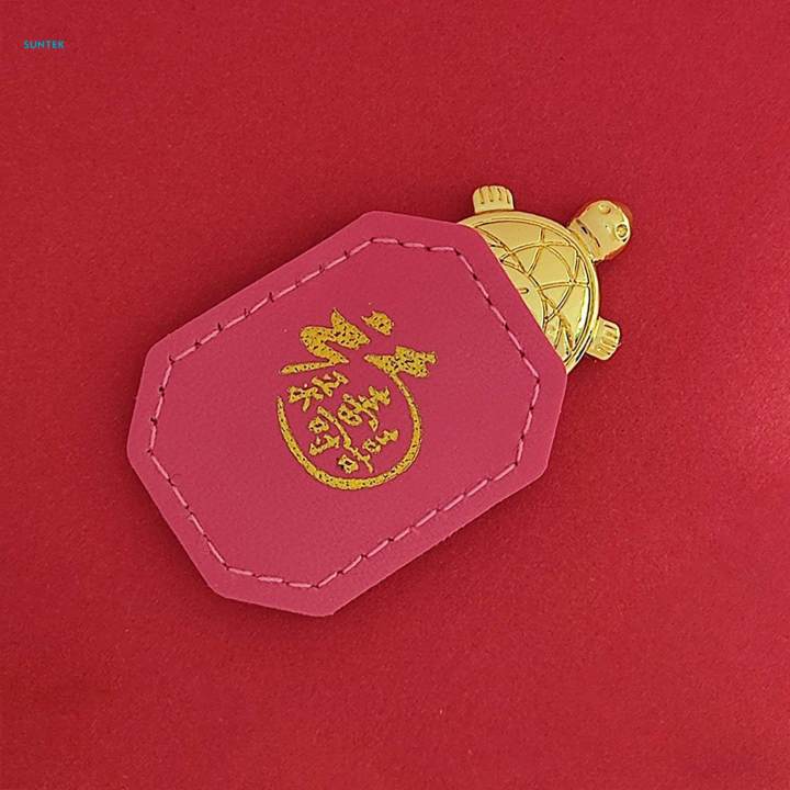 Feng Shui Tortoise Turtle Statue Attract Wealth with Leather Case Furnishing Ornaments Handmade Carving Protection Collectible Turtle Amulet