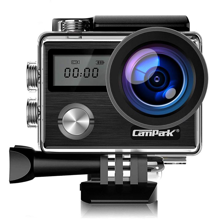 Campark X20C Action Camera Native 4K Ultra HD 20MP with EIS Stabilization Touch Screen, Digital Remote Control Waterproof Camera 40M 2 Batteries and Professional Accessories, Black