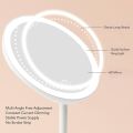 LED Makeup Mirror Desktop Rotating Mirror Round Shape Cosmetic Mirrors Adjustable Touch Dimmer Vanity Mirror- White/Pink. 