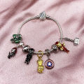 KEEMEEUYZO Marvel Charm Bracelet Iron Man Beaded Bracelet Captain America Shield Thor Hammer Hulk Thanos Pendant Diy Jewelry Bracelet. 
