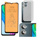 Vivo Y03 Ceramic Matte Protector PUBG Gaming Unbreakable Anti-shock Hybrid 9D/11D/21D Tempered Fiber Glass + Back Matte Protector Soft Skin Sheet Film Protector + Gorilla Flexible Protector Back Camera 9H For Vivo Y03. 