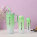 New gradient color high-value plastic cup 40oz cold-proof ice cup three-piece set portable portable cup. 