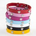 Dog Collar Leather Lead Small Dog Collar Puppy Supplies Pet Accessories Paws Leather Collar. 