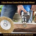 Wire Brush Wheel Wire Cup Brush Set Wire Brush Drill Bit Set Wire Drill Brush Set Rust Paint Cleaning Attachment - Brass Wire Wheel Cup Wheels Brass Wire Brush Brass Brush Wheel for Drill 1/4" Shank. 