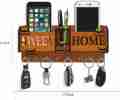 ZF Sweet Home Designer Key Holder - Wall Mounted, 5 Hooks, Brown Wood, Home & Office Decoration. 