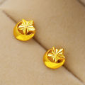 EB Saudi Gold Rose Hollow-out Ear Stud Fashion Female Simple Love Heart Design Earrings Gold Clover Jewelry Women Accessories. 