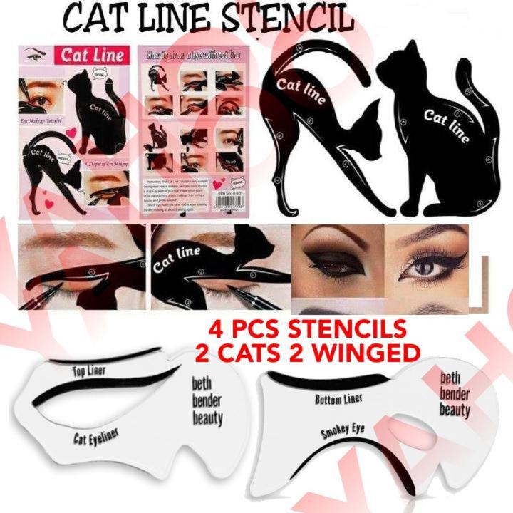 4 PCS Girls Makeup Tools Women Cat Line Pro Eye Makeup Tool Eyeliner Stencils Template Shaper Model for women girl Cat Eye Stencils for Perfect Cat Eyeliner and Smoky Eyes , Eye Stencils Health & Beauty / Makeup / Makeup Accessories / Makeup Brushes & Set