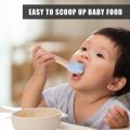Random Color - Silicone Baby Feeding Forks and Spoons Set With Wooden Handle, Self-Feeding, Silicone Baby Utensils. 