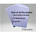 Petiwala – Ruled Paper Legal Size - Pack of 10 Pile (Filler Sheets / Dasta) - Good Quality Local Paper / Best For Writing – Assignments – Presentations - Rough Work. 