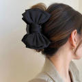large size Black Double-sided Bow Clip Fashion Bow clip Satin surface Shark claws black Double sided Bow tie hair clip for Hair. 