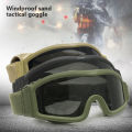 Black Tan Green Tactical Goggles Military Shooting Sunglasses 3 Lens Army Airsoft Paintball Motorcycle Windproof Wargame Glasses. 