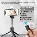 4 in 1 Wireless Selfie Stick R1S Tripod Stand (WITH LED LIGHT) Foldable Mini Selfie Light Detachable Bluetooth Shutter| Remote Control For All Mobile Phone Extendable With Charging Cable | For Tiktok Youtube Vlogging Photography. 