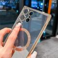 Lens Glass Plating Magnetic Case For Samsung Galaxy S24 S23 S22 S21 Plus Ultra FE Phone Magsafe Wireless Charge Cover. 