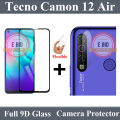 Tecno Camon 12 Air Full Black 9D|5D|6D|10D|11D|21D Tempered Glass Screen Protector Full Glue Edge To Edge + Back Camera 9H Gorilla Flexible Protector For Tecno Camon 12 Air. 