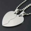 Simple Broken Heart Double Chain Pendant Necklace For Couple and Girls. 