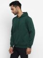 Men's Fleece Hooded Neck Hoodies / Sweatshirt for Men || Jacket for Men || Unisex Hoodie White / Polyester Full Sleeves Hooded Neck Comfortable Solid Sweatshirt Hoodies In Dark Green Color. 