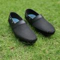 Importia Sack Textured Jet Black Synthetic Leather Loafer Shoes. 