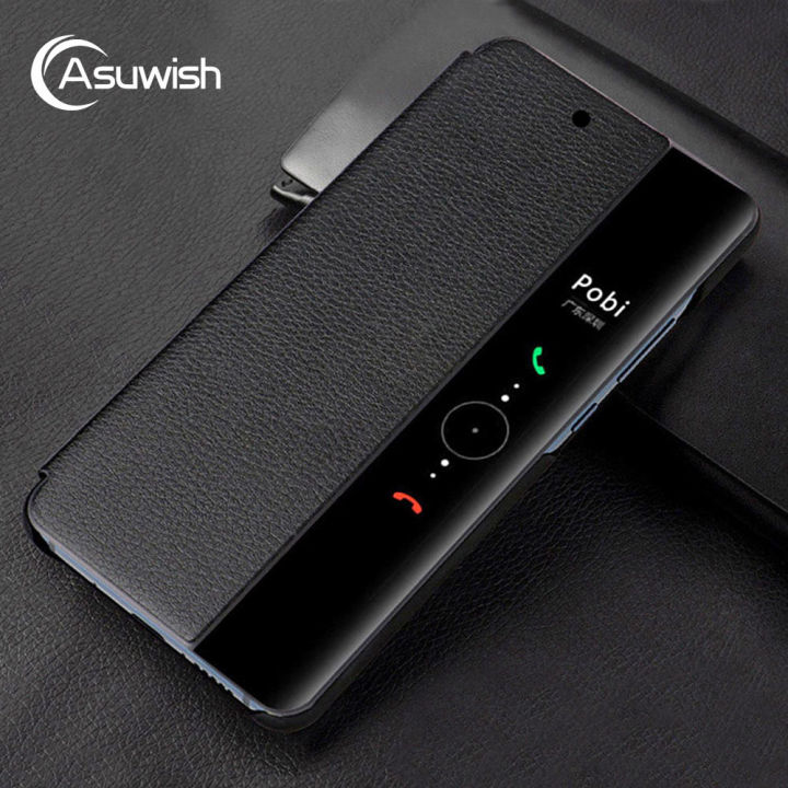 Smart View Flip Cover Leather Phone Case For Huawei P50 P40 Pro P30 Pro P20 P 40 30 20 Lite P30pro P20pro Window Slim Funda Hard