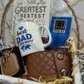 Fathers Day Gifts - Father's day special gift basket for dad  - best dad in the world mug - perfume - pu leather wallet - leather keychain 1 x greeting card. 