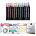Super Wavy Outline Markers 12pcs Double Line Glitter Highlighter Pen Set Perfect for School Office Diy Art Projects 12 Vibrant Colors Portable Easy to Use Student Stationery. 