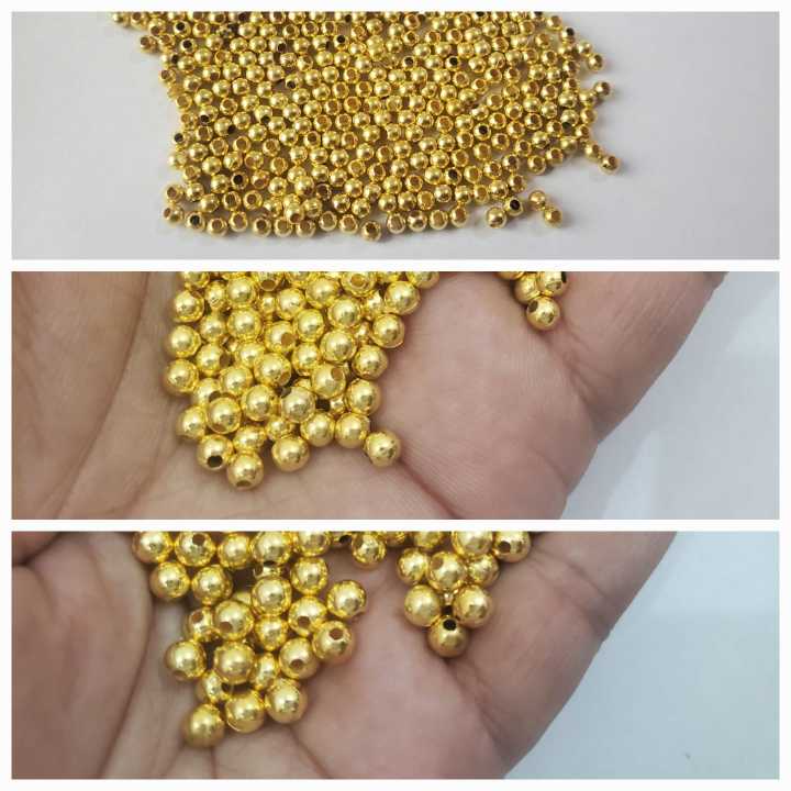 20%20gm%20Fine%20Quality%20Plastic%20Pearl%20Round%20Spacer%20Gold%20Plated%20Round%20Beads%203mm/4mm/6mm/8mm%20-%20Image%202