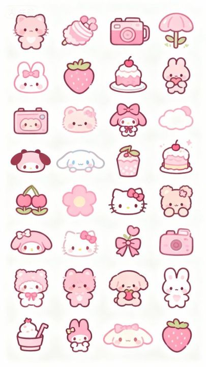 Kawaii stickers Pack Of 32 Sanrio inspired pink aesthetic Sticker cute ...