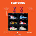 SNEAKYEAR - STACK'EM Stackable Sneaker Crates or Containers (Pack of 25 Shoe Boxes) with Acrylic Magnetic Side Door for Boy & Girl Sneakers, Yeezy, AJ, & Air Max in Black & White. 