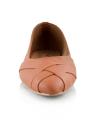 Tan Faux Leather Pump Flats For Women. 