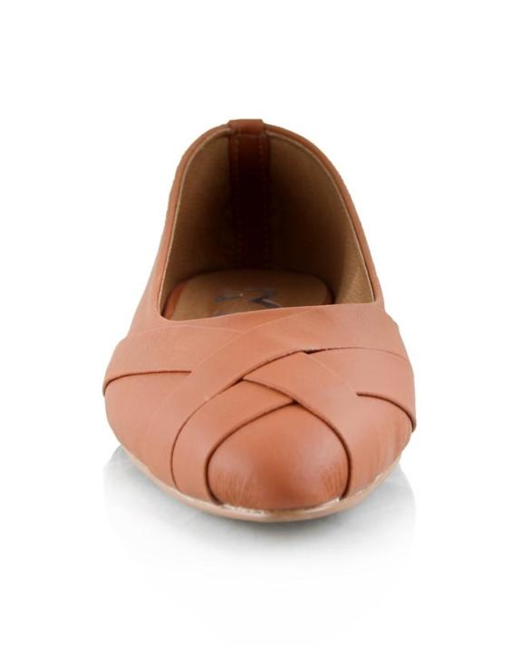 Tan%20Faux%20Leather%20Pump%20Flats%20For%20Women%20-%20Image%203