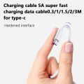 Charging cable 5A super fast charging data cable 0.3/1/1.5/2/3M for type-c Mobile Phone Cables. 