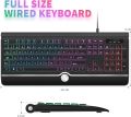 Jelly Comb Wired Backlight Keyboard, USB Computer Rainbow Illuminated Gaming Keyboard UK QWERTY Layout with Wrist Support for PC Desktop Laptop, Black. 