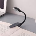 Mini Flexible Clip-on Bright Booklight LED Travel Book Reading Lamp White Light book holder small table lamp light small gifts Gray. 