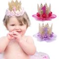 1st Birthday Crown Hat Flower Princess Crown Headband One Year Baby Girl Happy Birthday Party Hats Child Baby Shower Decoartion. 