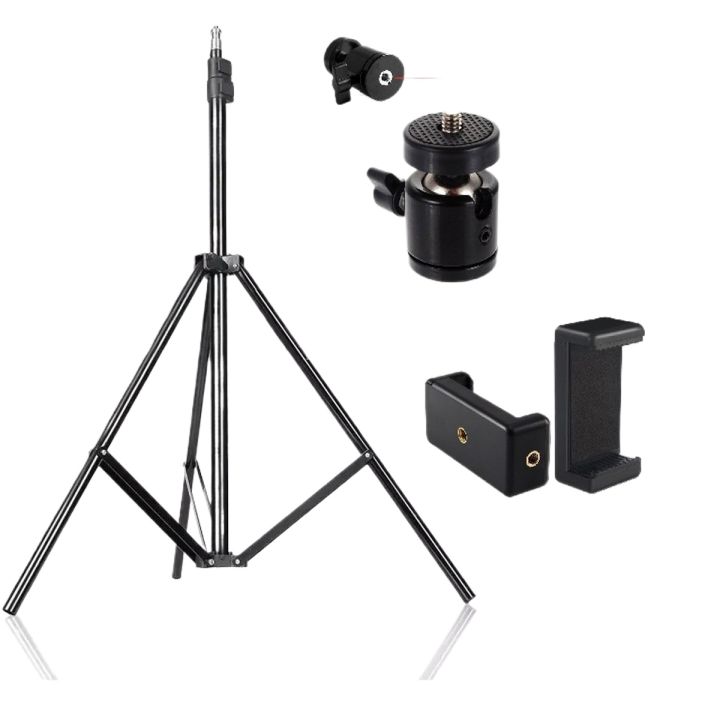 7 Feet Tripod with 360 Rotatable Ball Head & Fancy Mobile Holder Tripod for Mobile Dslr Camera Ring Light Studio Light