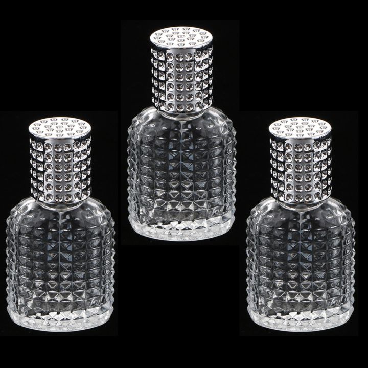 3pcs Crystal Glass Pineapple Design Empty Refillable Perfume Fragrance Spray Bottle Travel Size