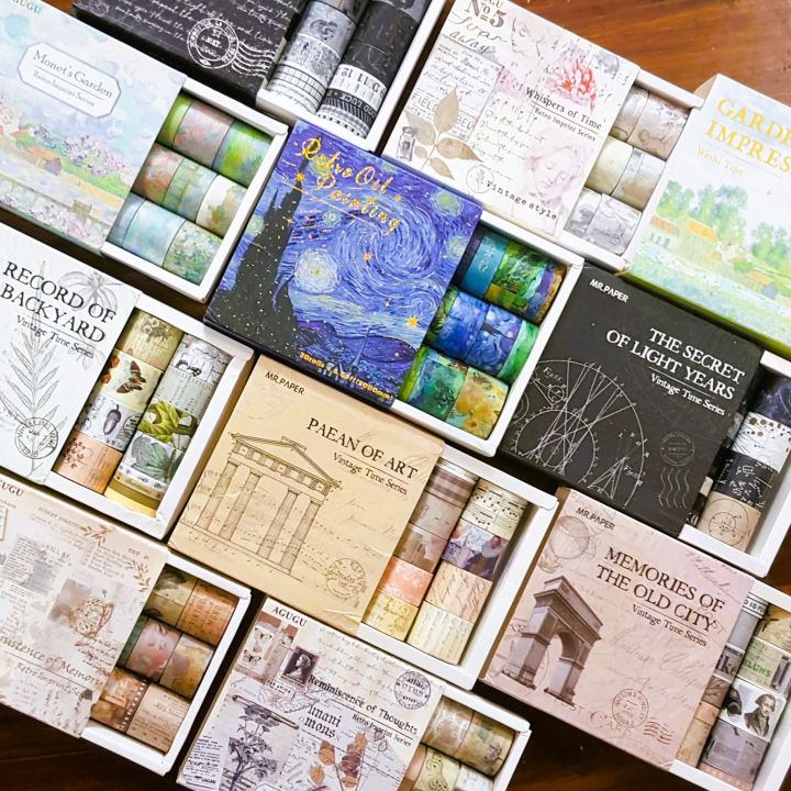 Washi Tapes Box set of 20 Rolls for Journaling , Scrapbooking , book decoration , gift wrapping , DIY craft making