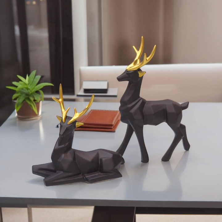 2 PC Ceramic Deer's Showpiece Home Decor Office Table Decoration