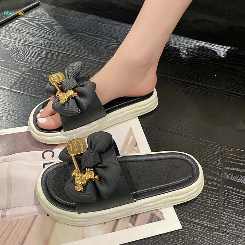 Black bow tie sandals deals