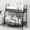 Double Layer Iron Kitchen Storage Rack Cosmetics Desktop Storage Box Spice Organizer Dish Drainer Holder Bathroom Desk Shelf. 