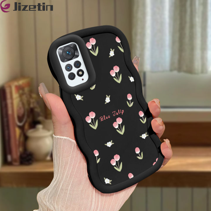 Jizetin for Redmi Note 11 Pro 4G 5G Redmi Note 12 Pro 4G Back Cover Small Pink Flower Macaron Bright Color Wavy Shape Soft Mobile Phone Cases