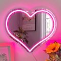 Heart Neon Mirror Pink Love Heart Neon Signs for Wall Decor. 