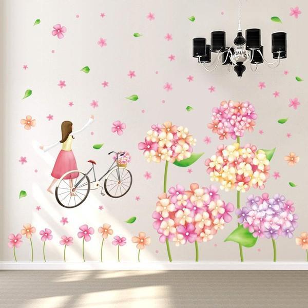 XL8215%20cute%20flowers%20bicycle%20girl%20wall%20stickers%20for%20kids%20rooms%20nursery%20baby%20bedroom%20children%20art%20wall%20decals%20home%20decorations%20-%20Image%204